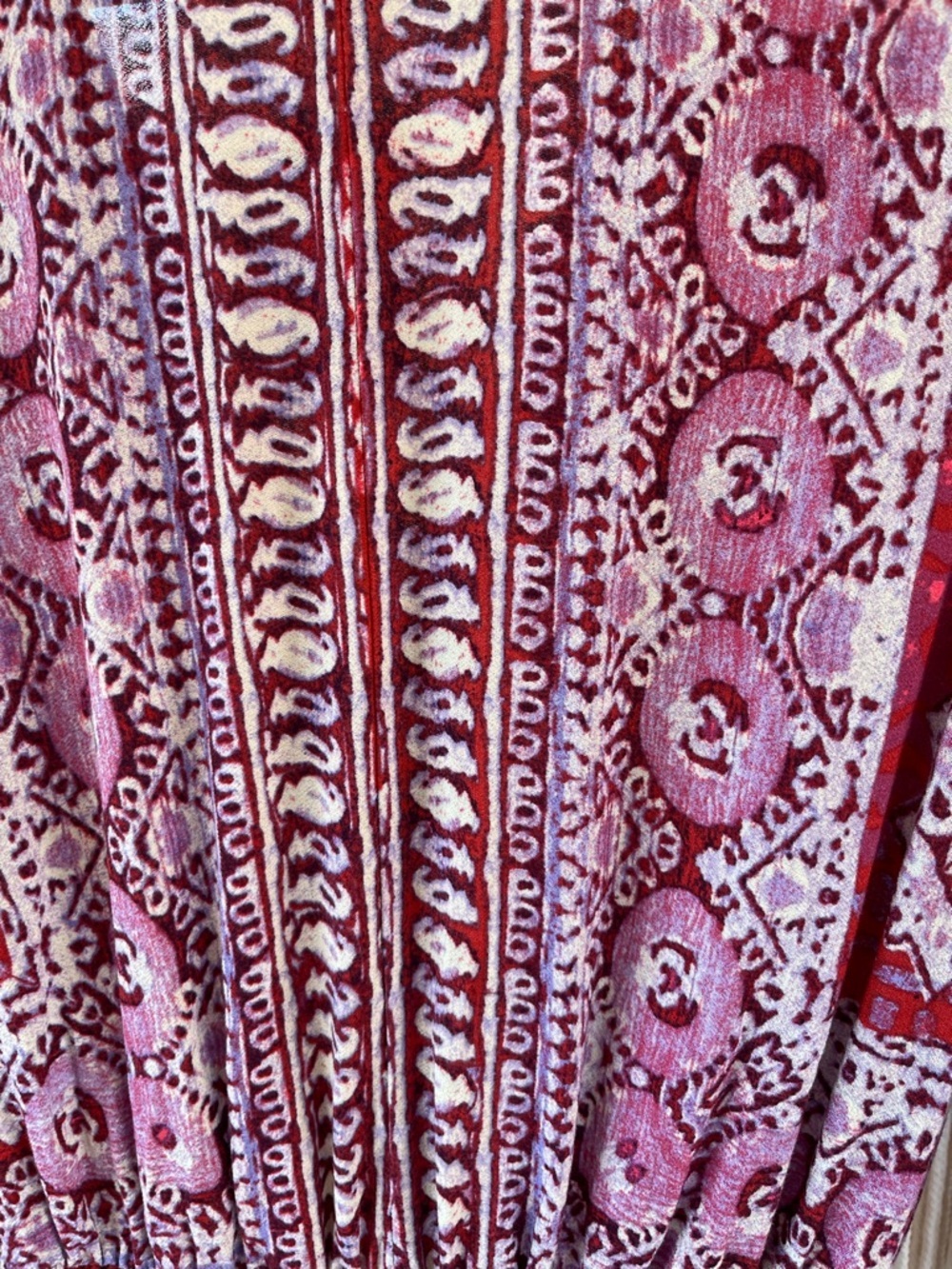 Free People Wild & Free Paisley Crop Top deep V-neck & long sleeves magenta - Picture 6 of 12